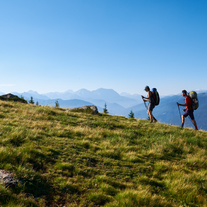 Hikers on a green meadow in spring | © Andreas Gruber
